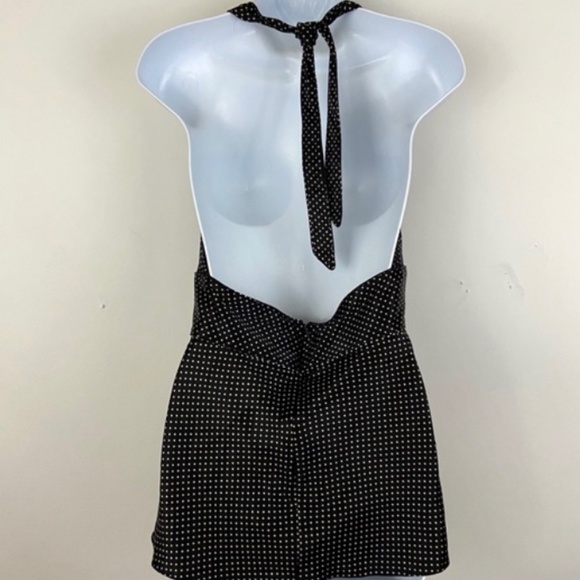 100% Silk Black White Polka Dot J. Crew Halter Top - Picture 4 of 5